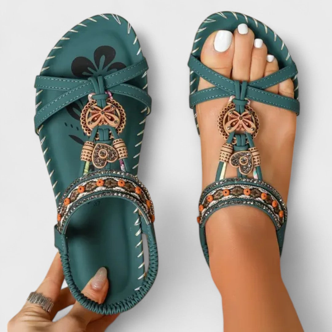 Sandały Letnie Zofia | Boho Styl, Regulowane Paski na Koturnie 0
