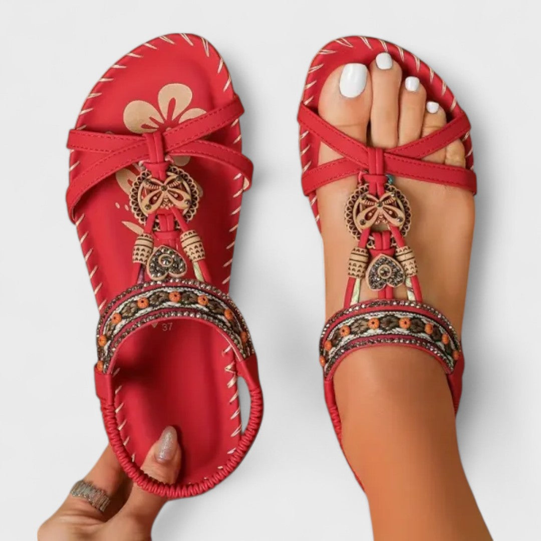 Sandały Letnie Zofia | Boho Styl, Regulowane Paski na Koturnie 1