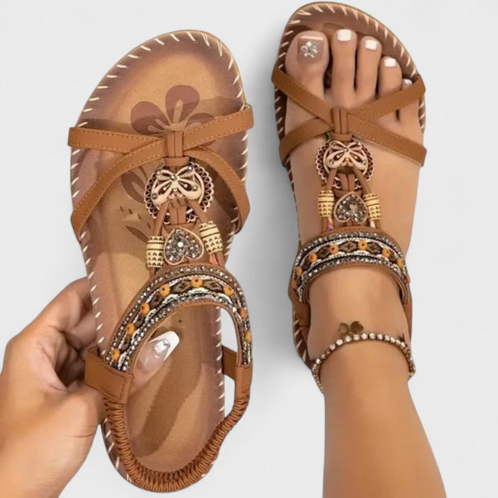 Sandały Letnie Zofia | Boho Styl, Regulowane Paski na Koturnie 3