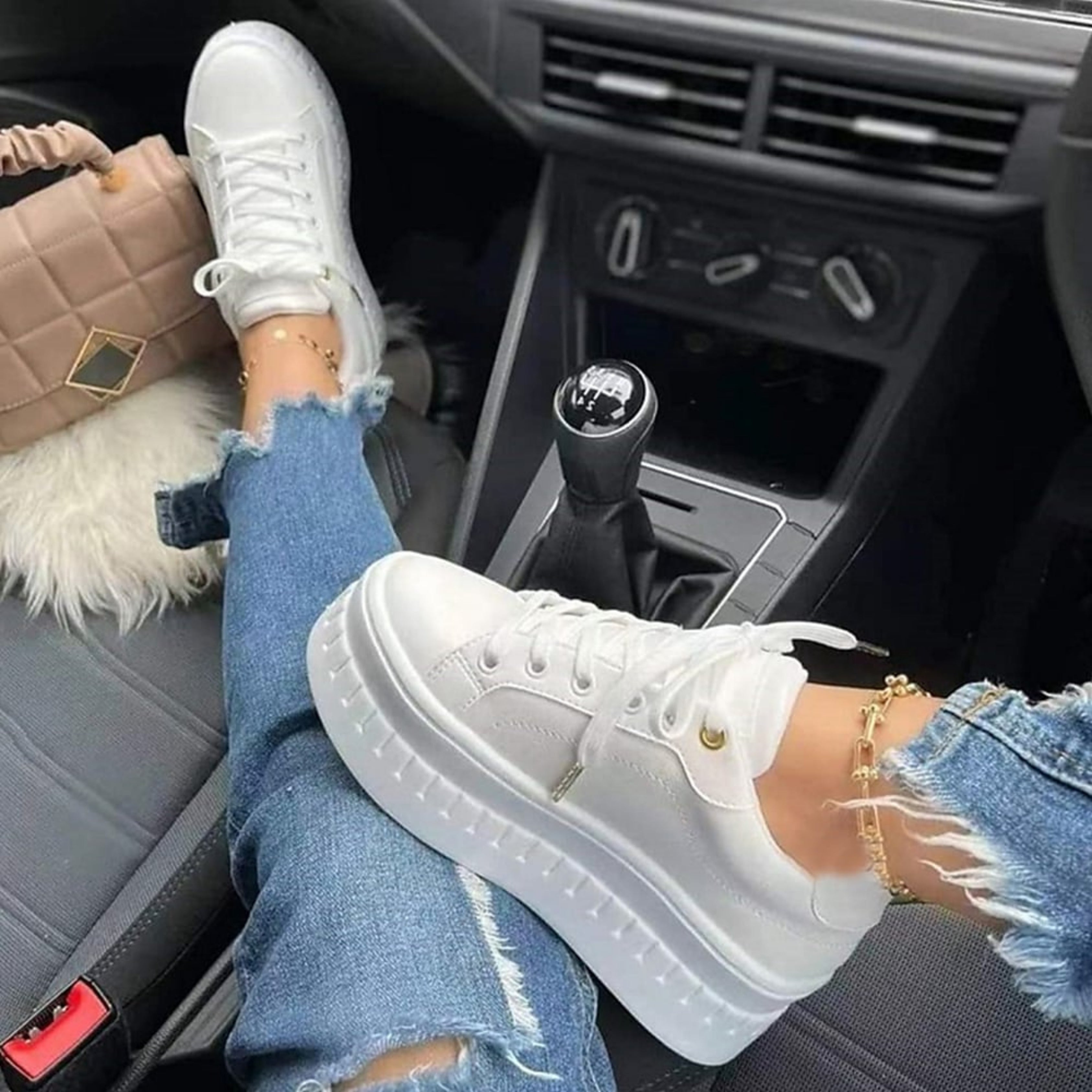 Sneakersy Damskie Lira | Białe, Gruba Podeszwa, Nowoczesny Design 1