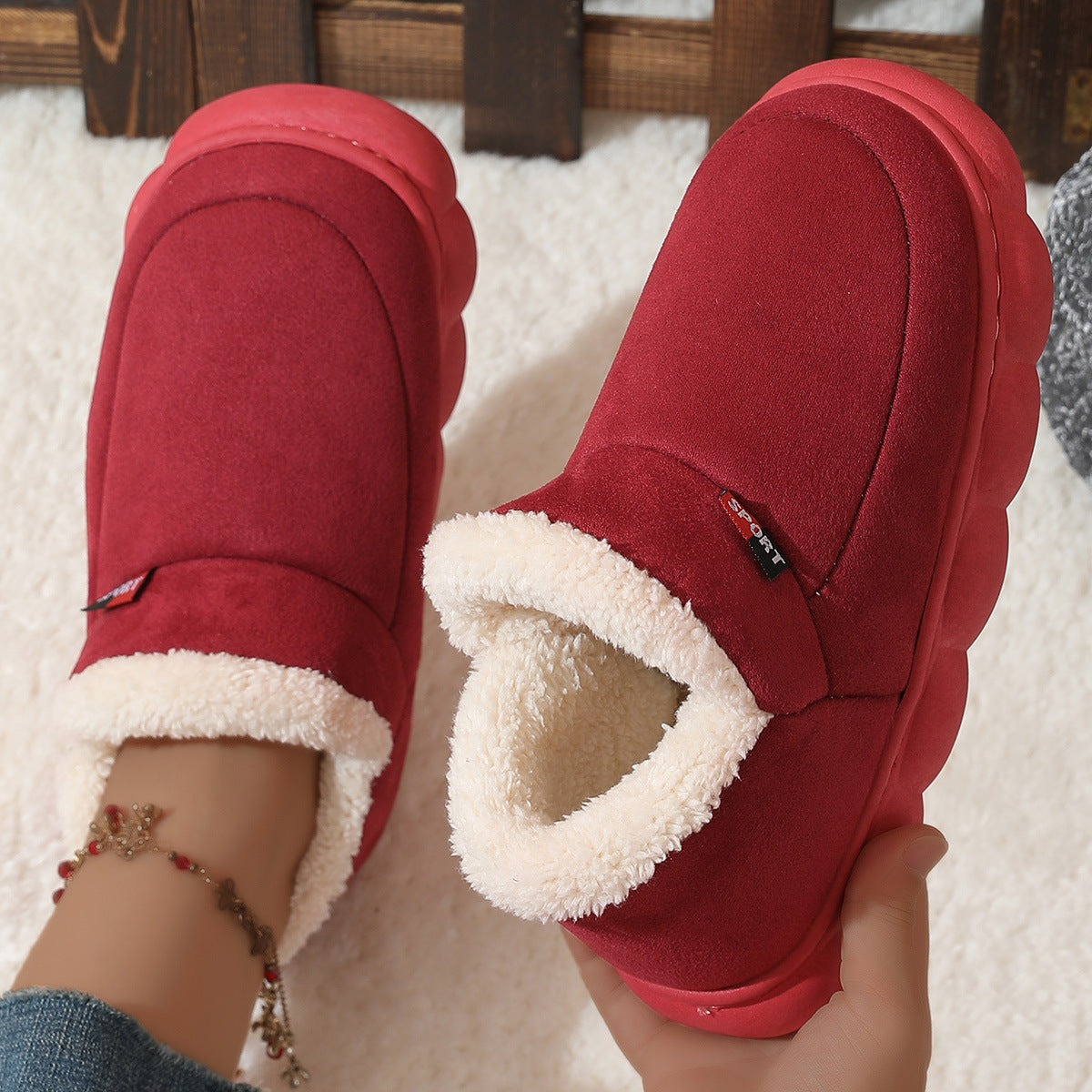 Sneakersy Rebecca Damskie | Pluszowe, Lekkie z Platformą na Zimę 2
