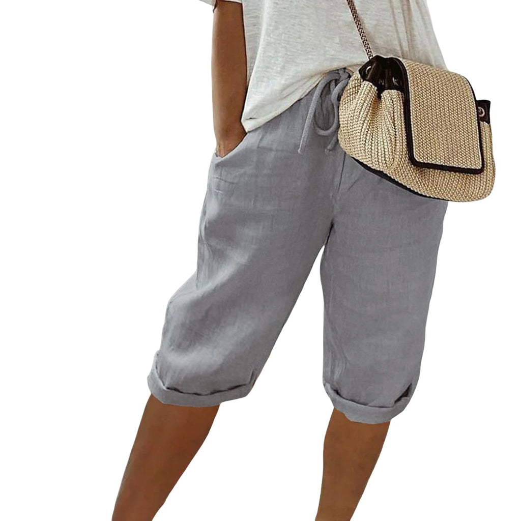 Spodenki lniane Lila | Luźny krój, regulowane wiązanie, przewiewne 5