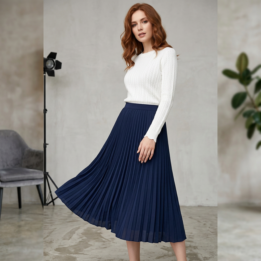 Spódnica midi Justyna | Plisowana satynowa, elegancka w wysokim stanie 4