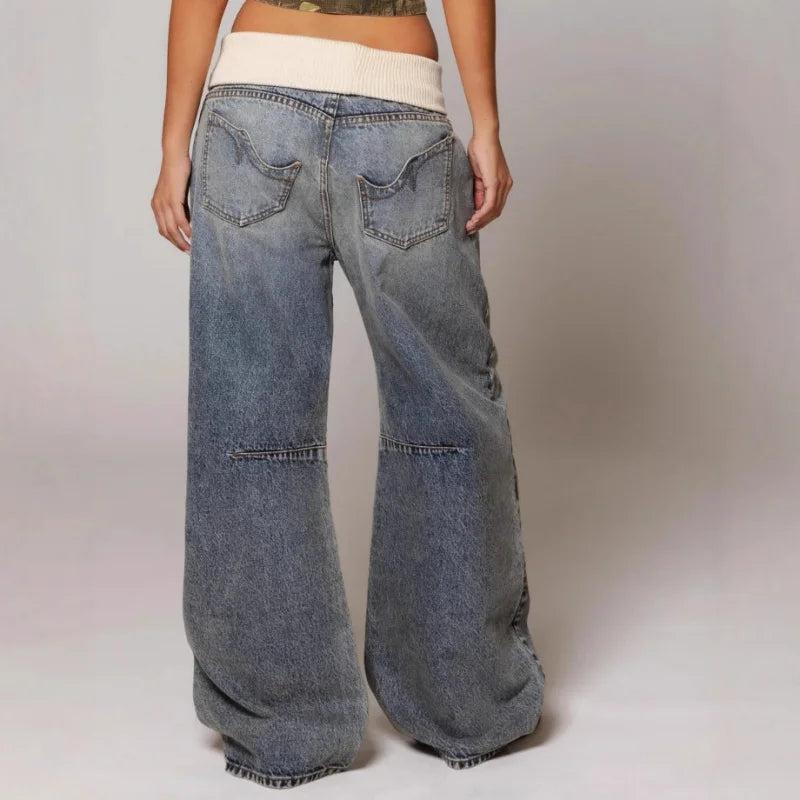 Spodnie jeansowe Mistral damskie | Szeroka nogawka, styl streetwear 2