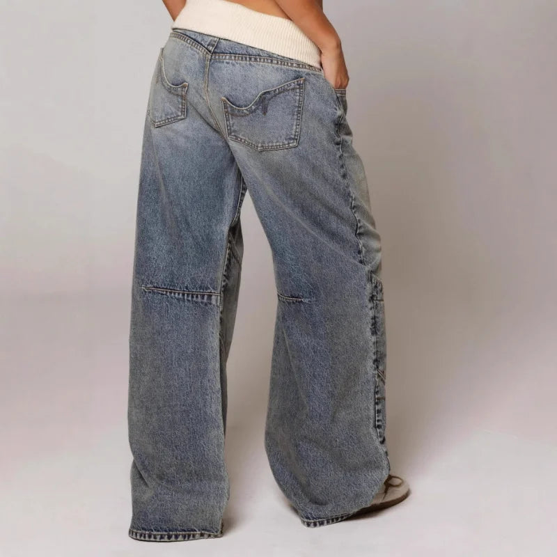 Spodnie jeansowe Mistral damskie | Szeroka nogawka, styl streetwear 3