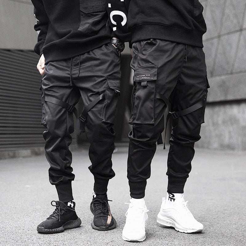 Spodnie męskie Joggery Techwear | Wysoka jakość, regulowane paski, głęboka czerń 5
