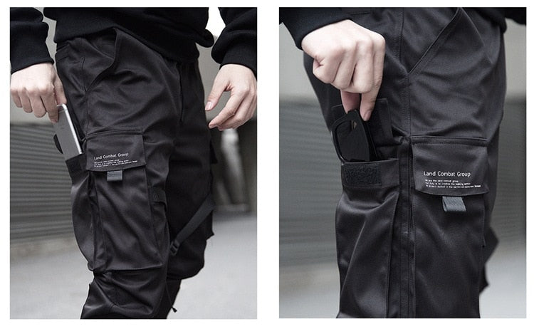 Spodnie męskie Joggery Techwear | Wysoka jakość, regulowane paski, głęboka czerń 6