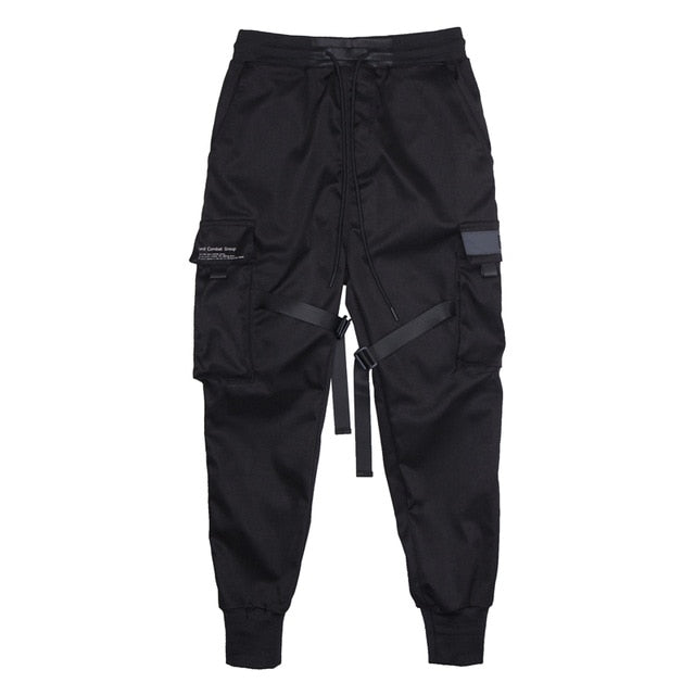 Spodnie męskie Joggery Techwear | Wysoka jakość, regulowane paski, głęboka czerń 7