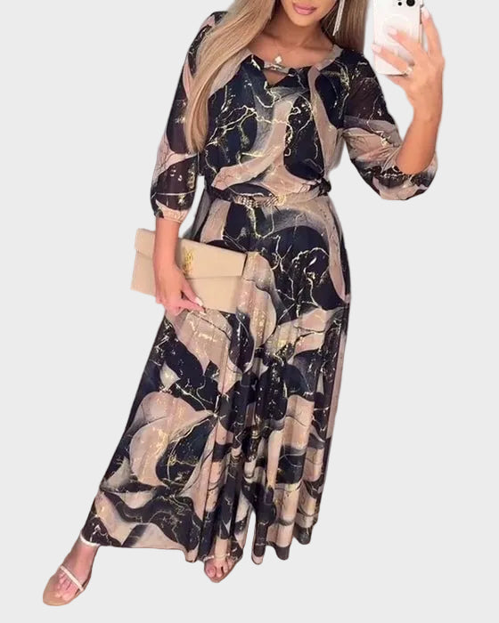 Sukienka Anna z szyfonu | Elegancka, z rękawami 3/4 0