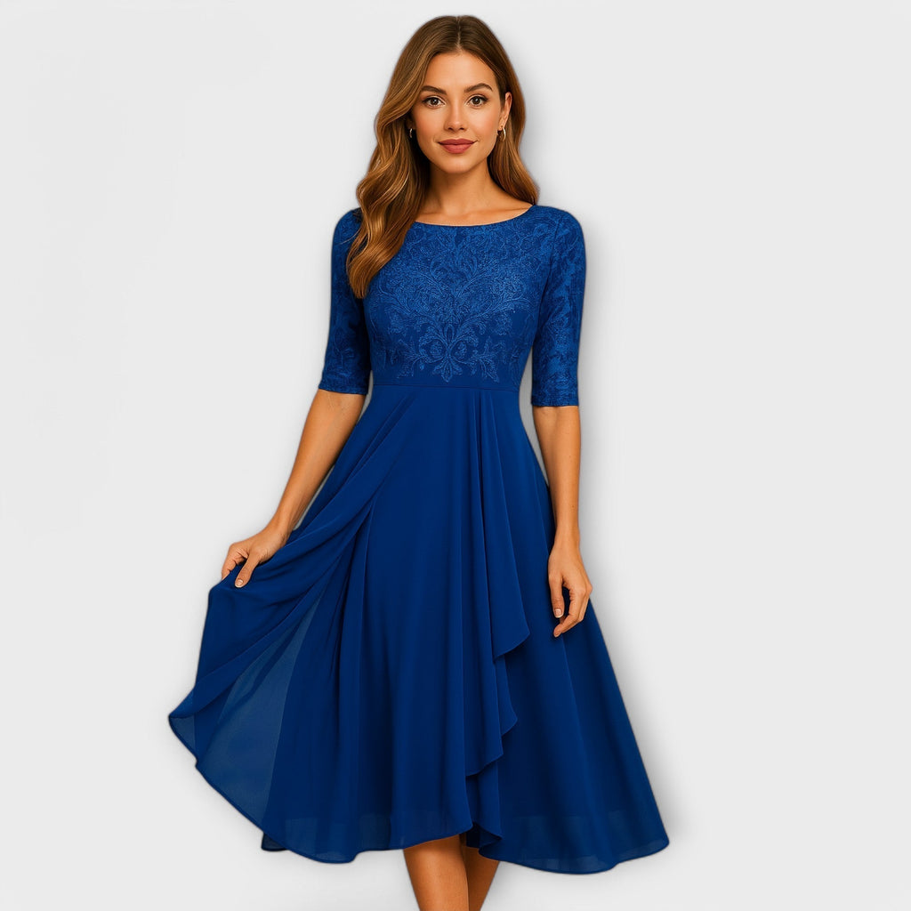 Sukienka Clara | Elegancka sukienka koktajlowa midi z haftem, rozmiary S-3XL 6
