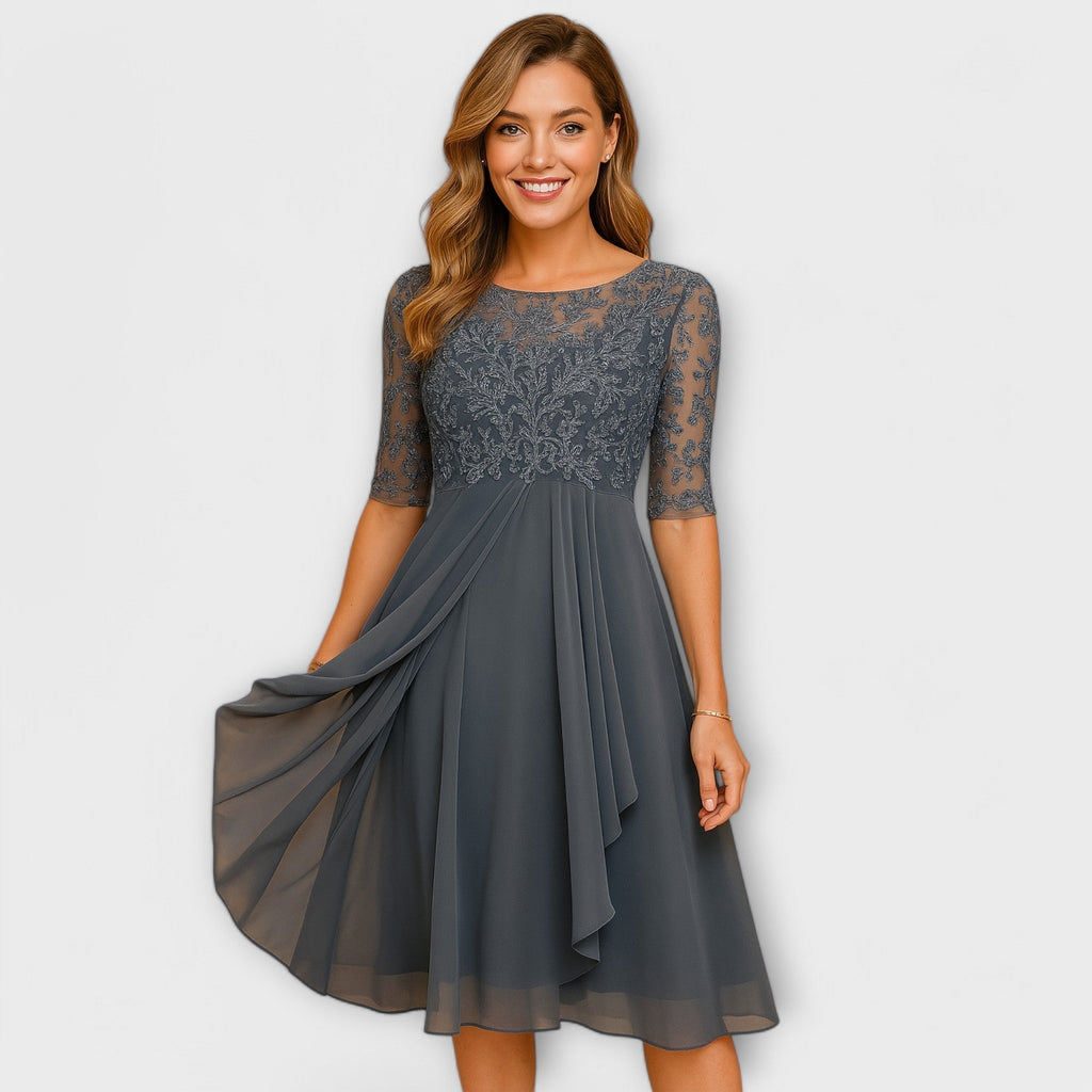 Sukienka Clara | Elegancka sukienka koktajlowa midi z haftem, rozmiary S-3XL 7
