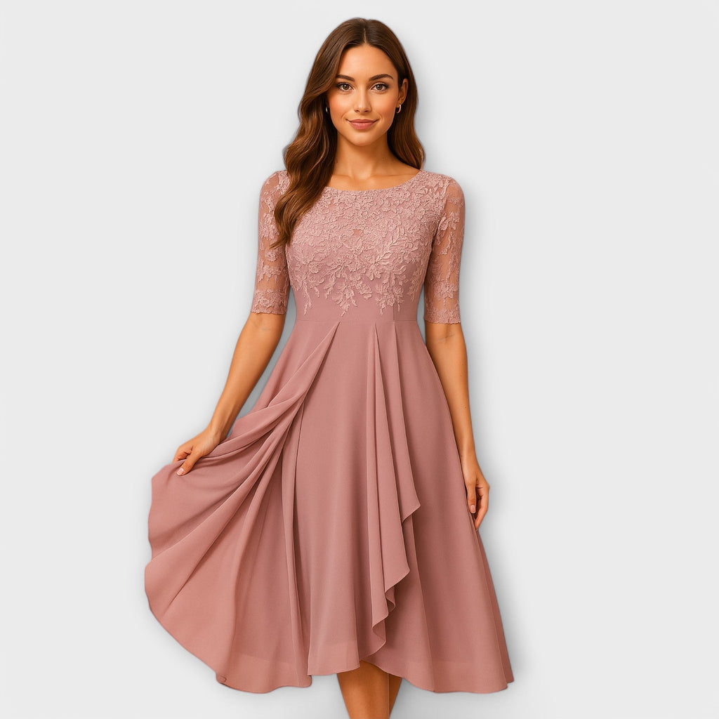 Sukienka Clara | Elegancka sukienka koktajlowa midi z haftem, rozmiary S-3XL 8