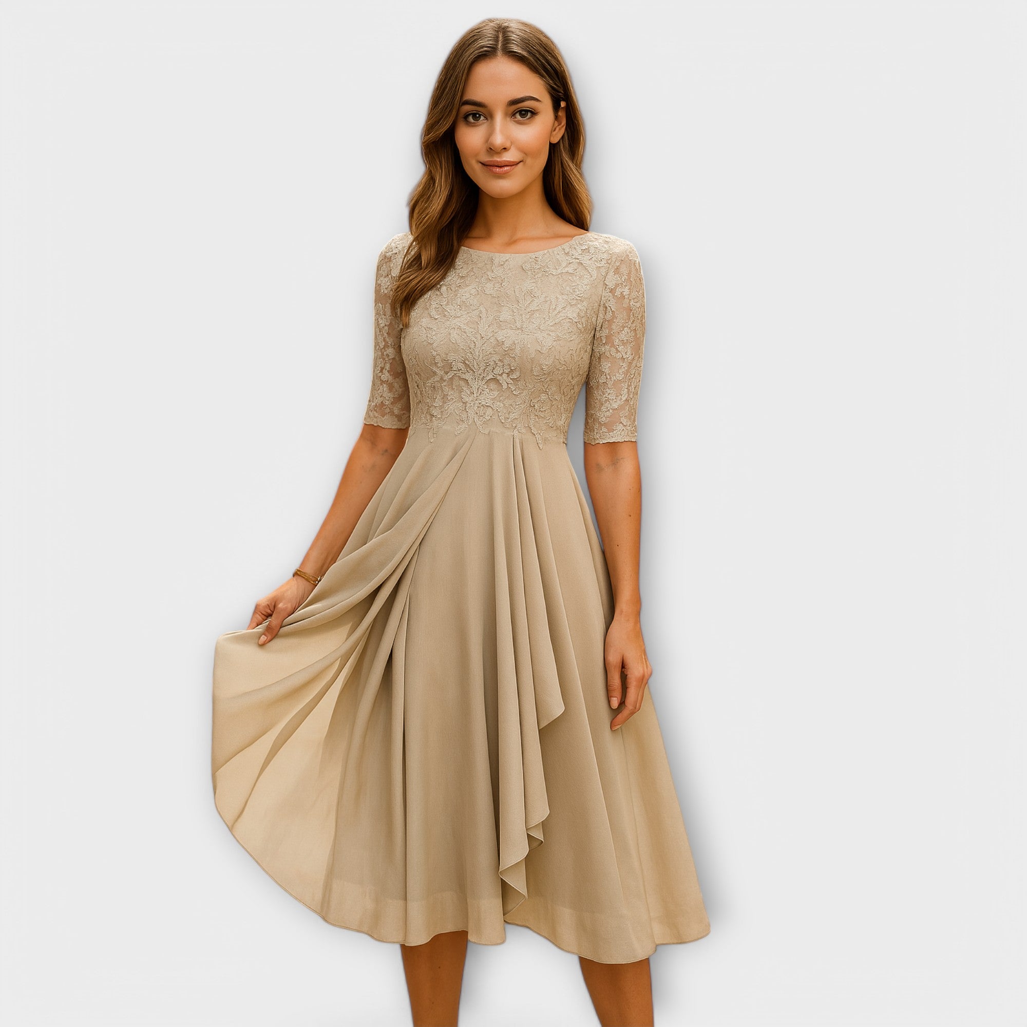 Sukienka Clara | Elegancka sukienka koktajlowa midi z haftem, rozmiary S-3XL 9