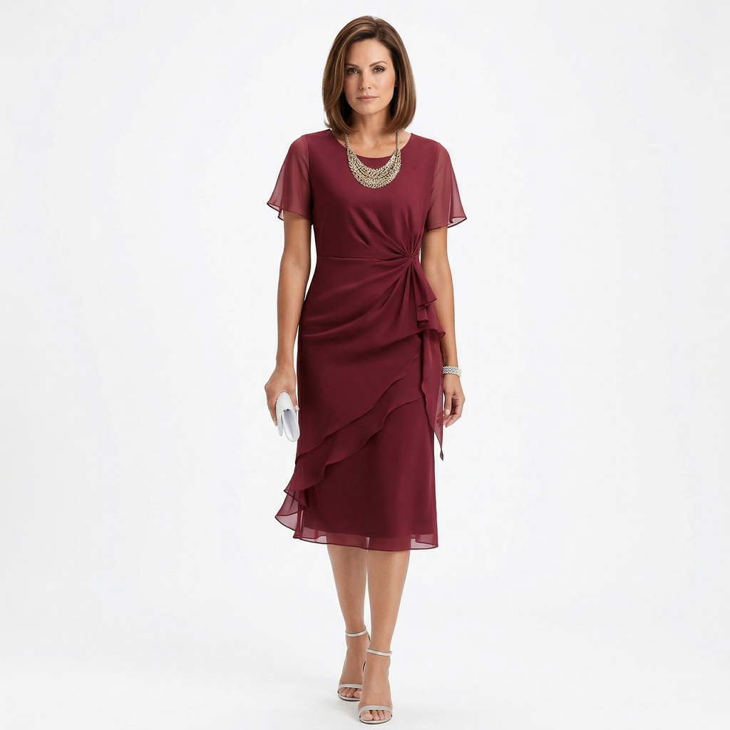 Sukienka Helena Elegancka | Drapowanie i falbany w talii 0