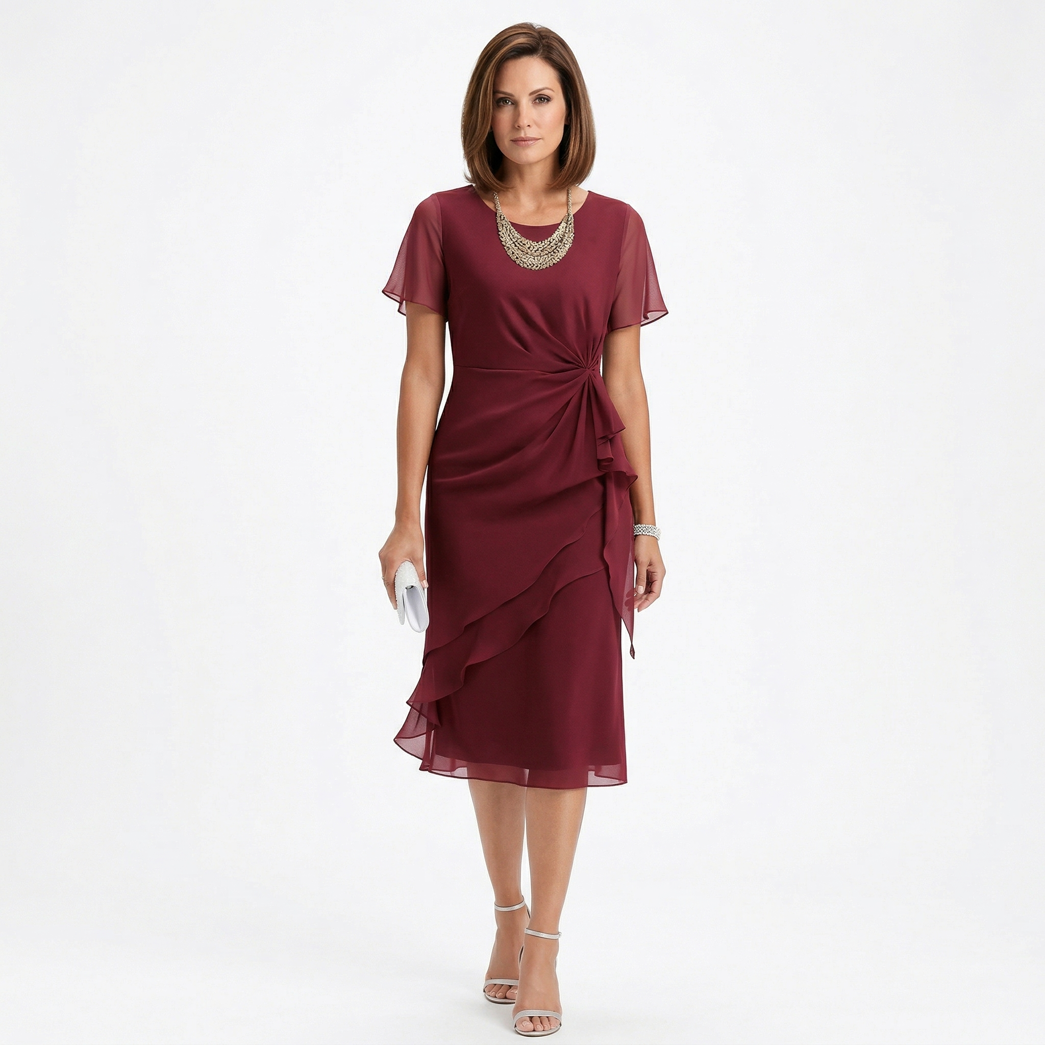 Sukienka Helena Elegancka | Drapowanie i falbany w talii 0