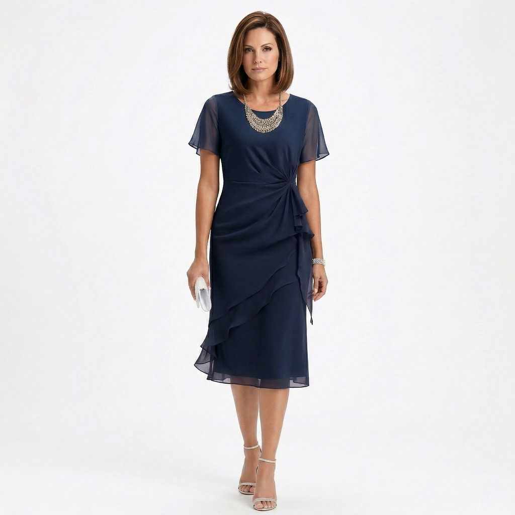 Sukienka Helena Elegancka | Drapowanie i falbany w talii 2
