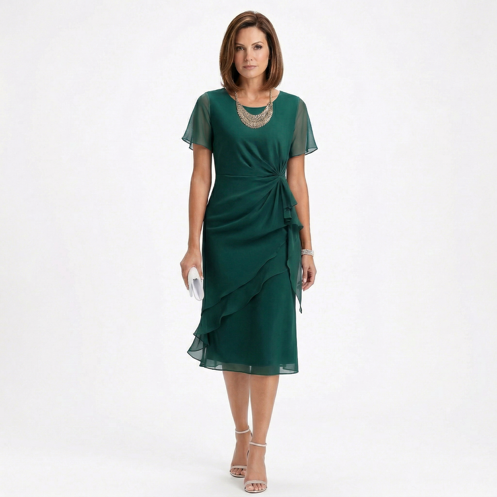 Sukienka Helena Elegancka | Drapowanie i falbany w talii 3