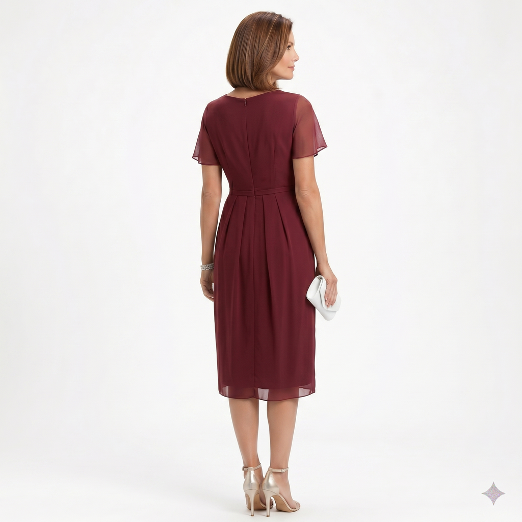 Sukienka Helena Elegancka | Drapowanie i falbany w talii 4