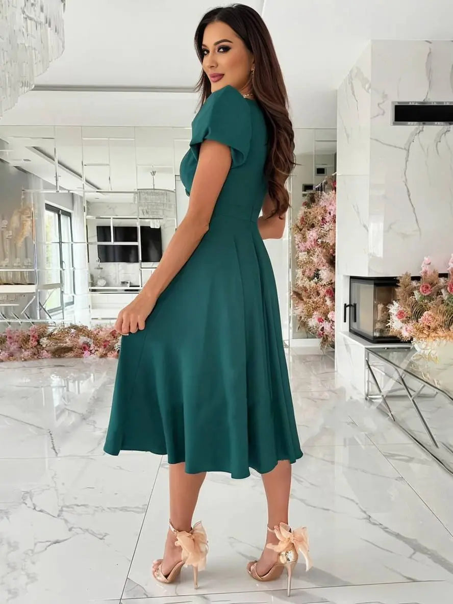 Sukienka Julie na wesele | Elegancki dekolt V, zwiewny krój dla kobiet 3