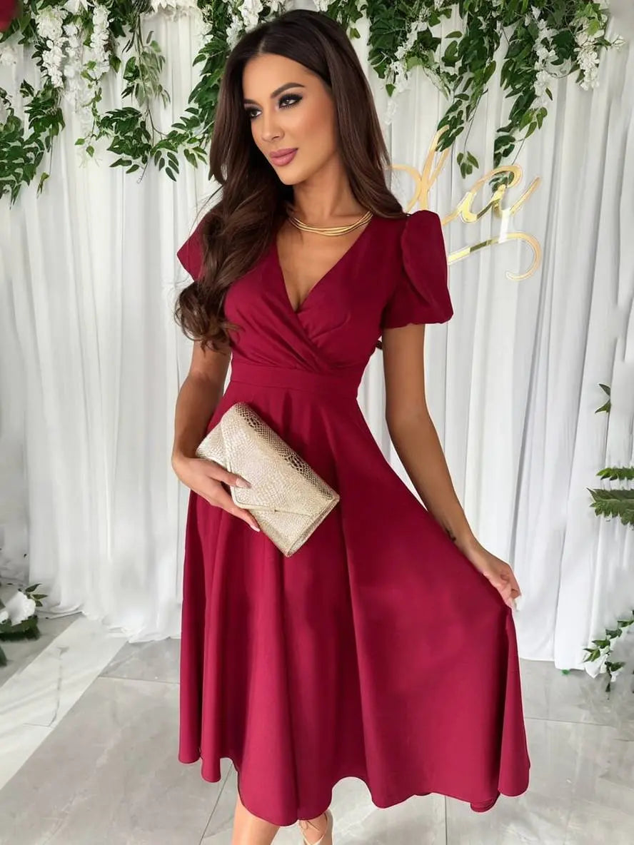 Sukienka Julie na wesele | Elegancki dekolt V, zwiewny krój dla kobiet 6