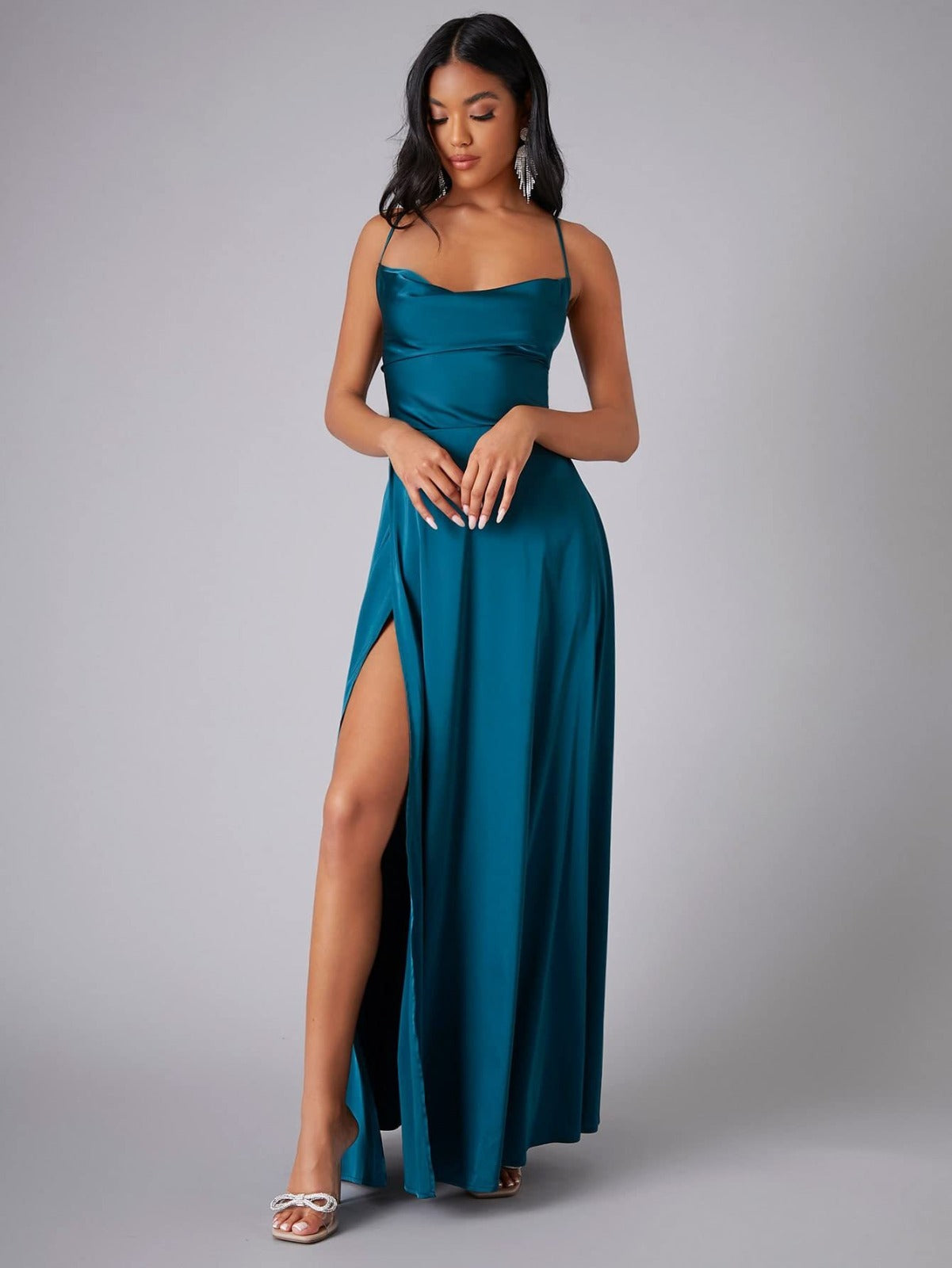 Sukienka Maxi Izabela | Elegancka Letnia z Rozcięciem na Wesele 3