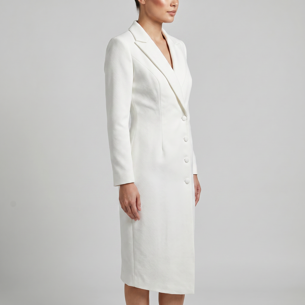 Sukienka Midi Klara | Elegancki Taliowany Krój z Kołnierzem Klapowym 2