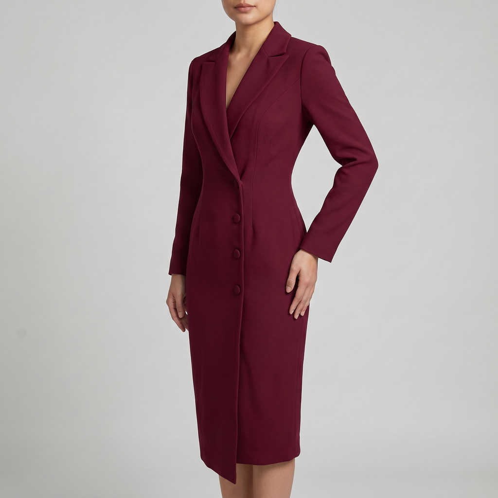 Sukienka Midi Klara | Elegancki Taliowany Krój z Kołnierzem Klapowym 5