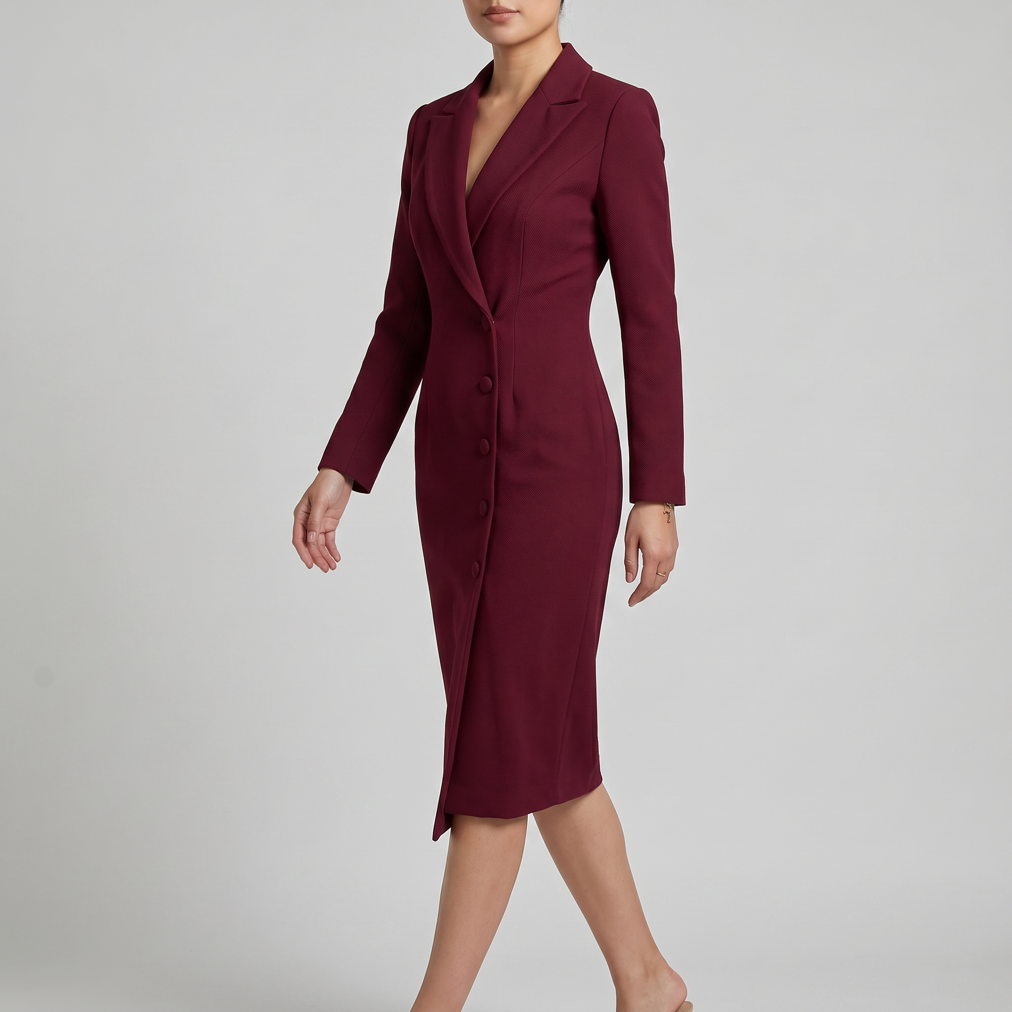 Sukienka Midi Klara | Elegancki Taliowany Krój z Kołnierzem Klapowym 6