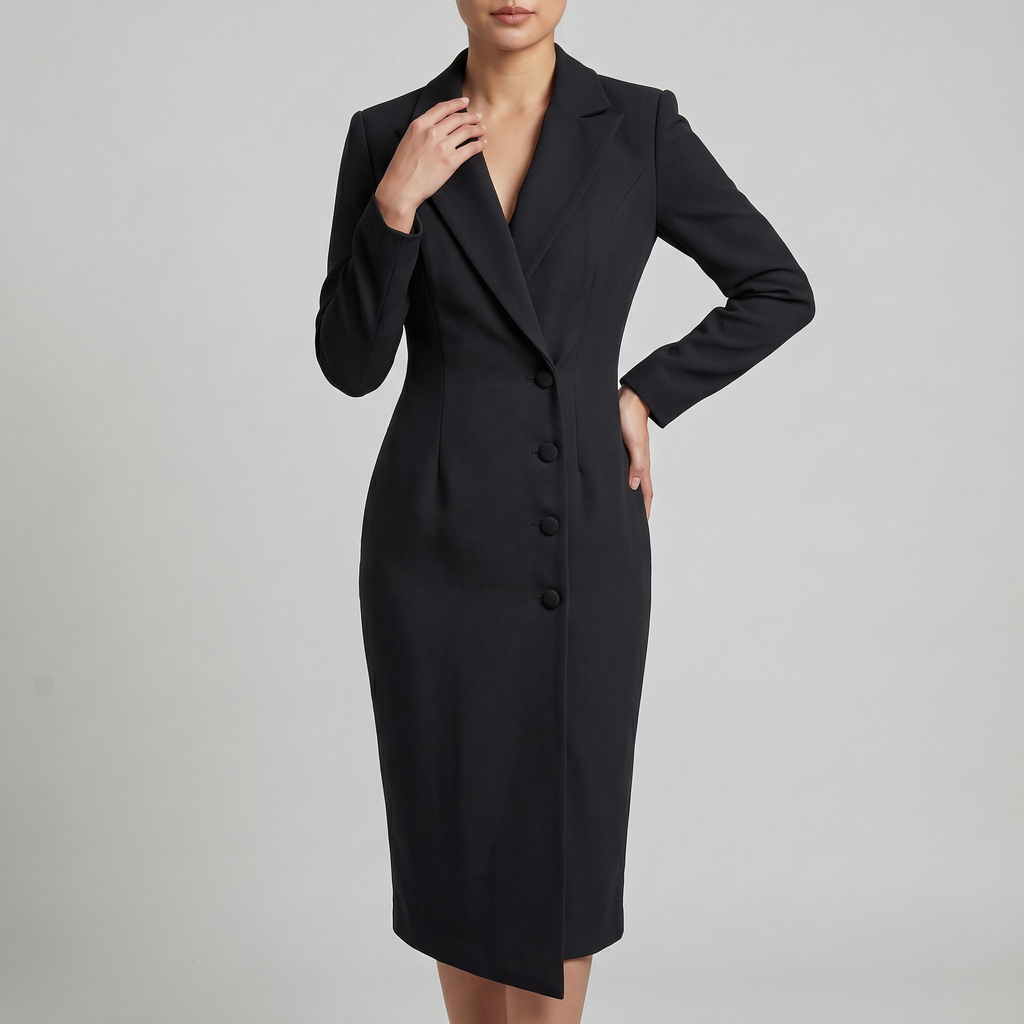 Sukienka Midi Klara | Elegancki Taliowany Krój z Kołnierzem Klapowym 7
