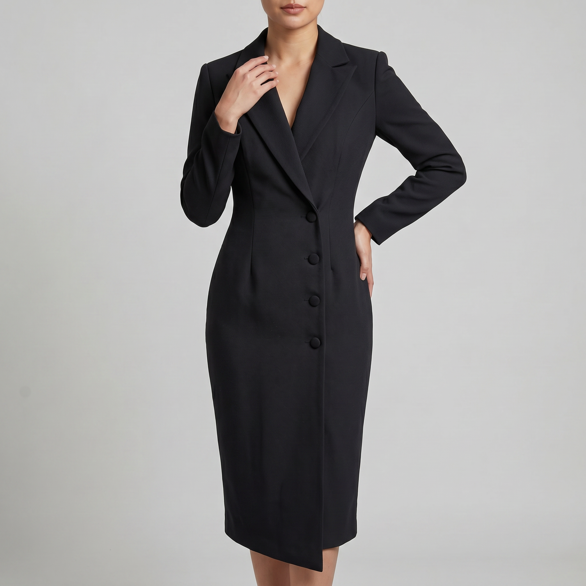 Sukienka Midi Klara | Elegancki Taliowany Krój z Kołnierzem Klapowym 7