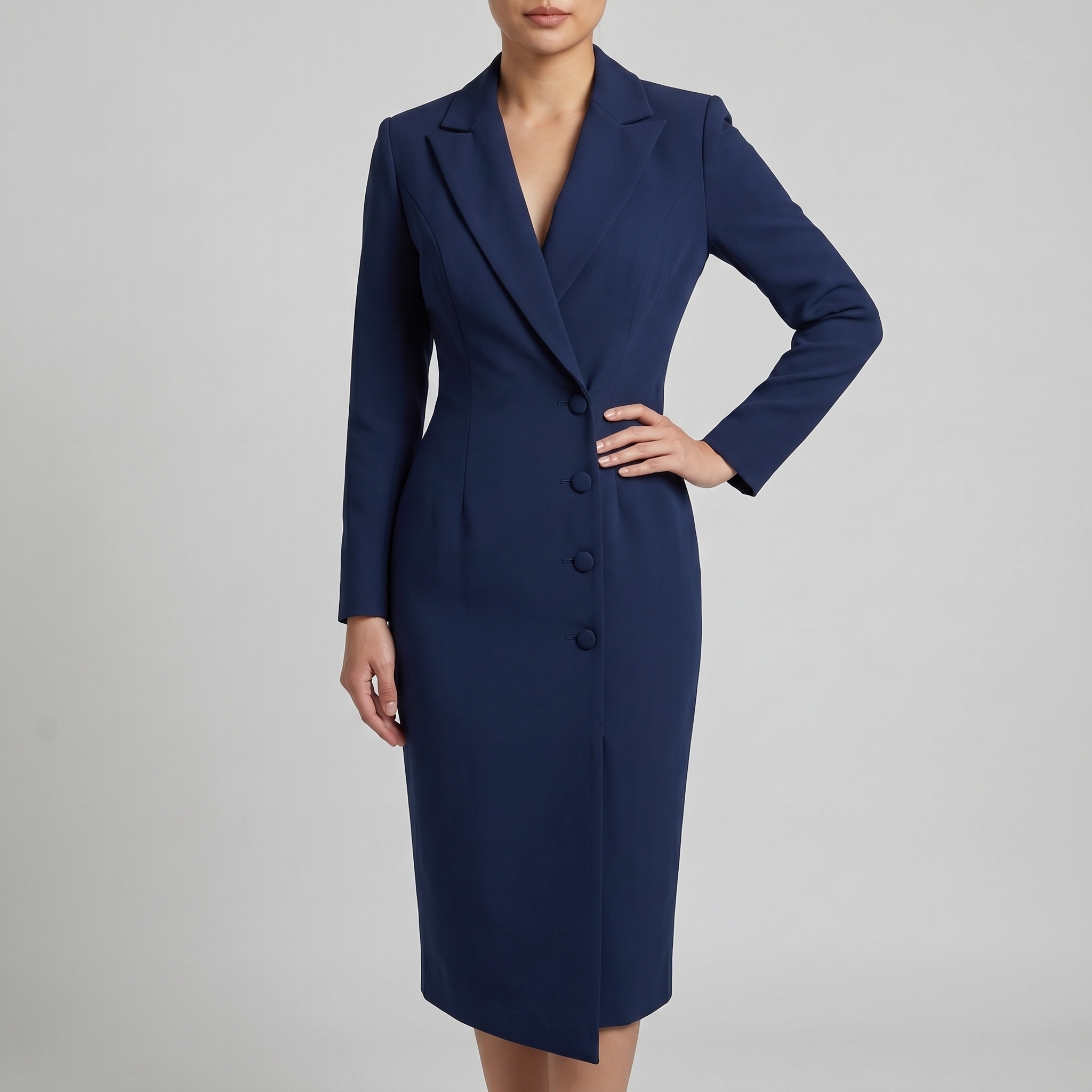 Sukienka Midi Klara | Elegancki Taliowany Krój z Kołnierzem Klapowym 9