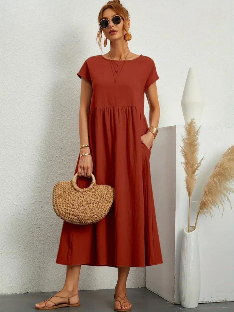 Sukienka Ruby na wesele | Elegancki, przewiewny krój z bawełny i lnu 12