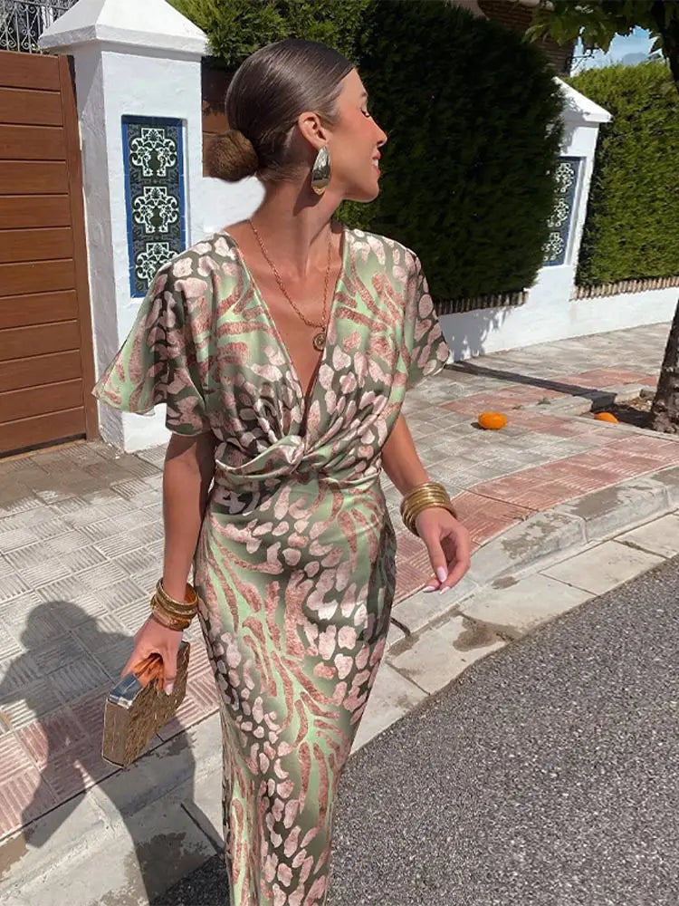 Sukienka kopertowa Mela | Midi, Dekolt w Kształcie V, Idealna na Wesele 1