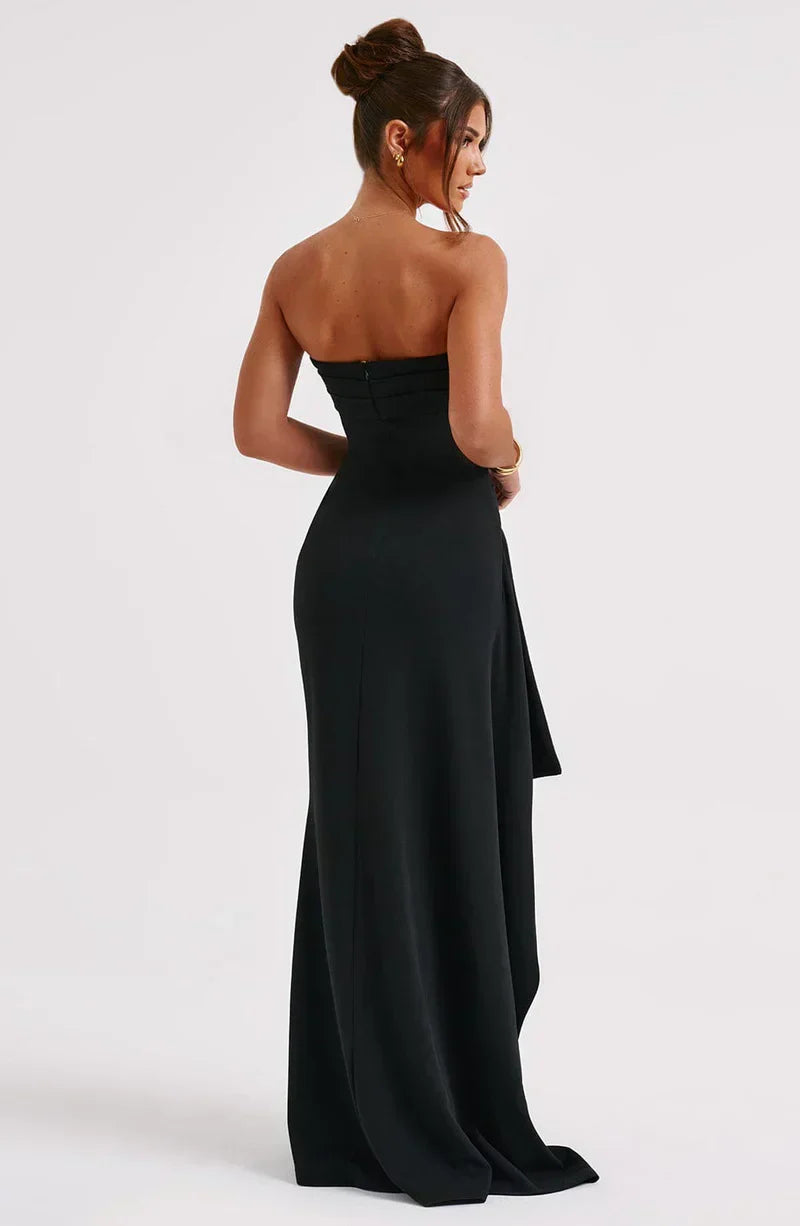 Sukienka maxi Bella | Bezramiączkowy fason, elegancka na wesele 5
