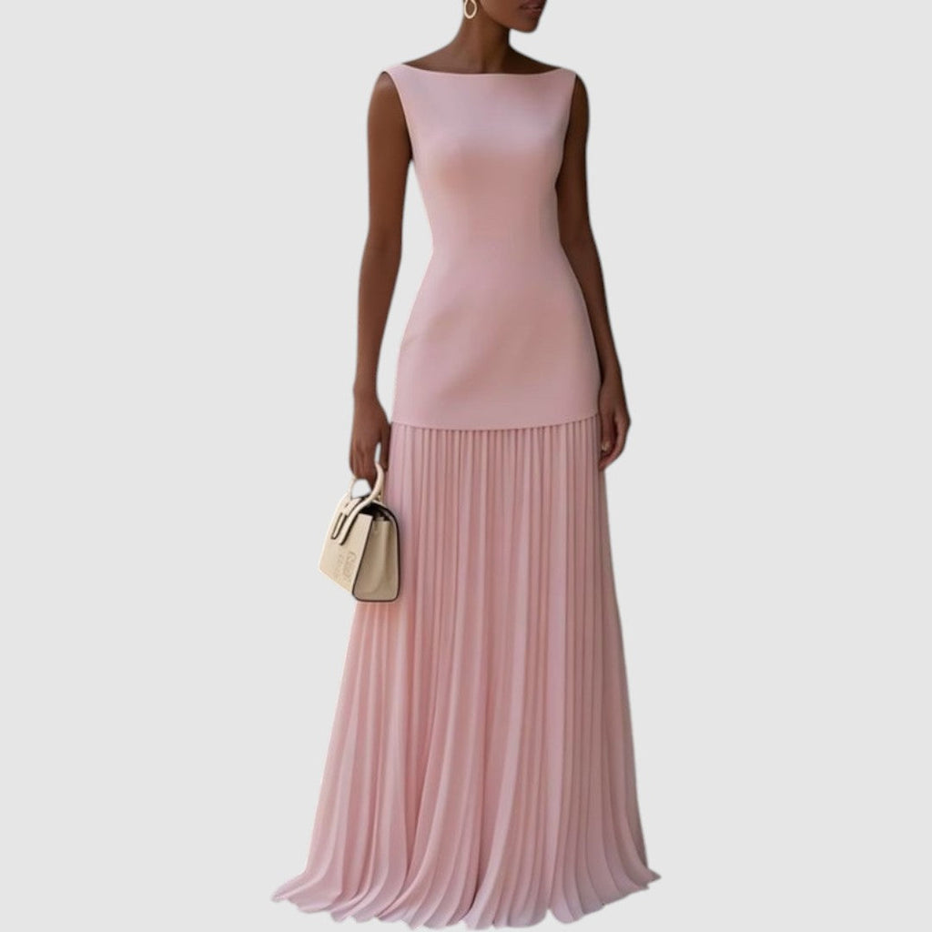 Sukienka maxi Elina | Plisowana spódnica, bez rękawów, elegancka na wesele 1