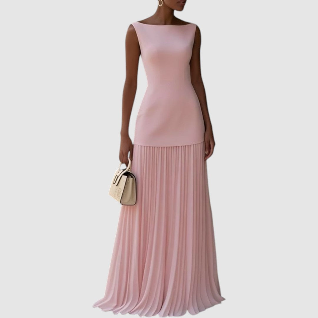 Sukienka maxi Elina | Plisowana spódnica, bez rękawów, elegancka na wesele 1