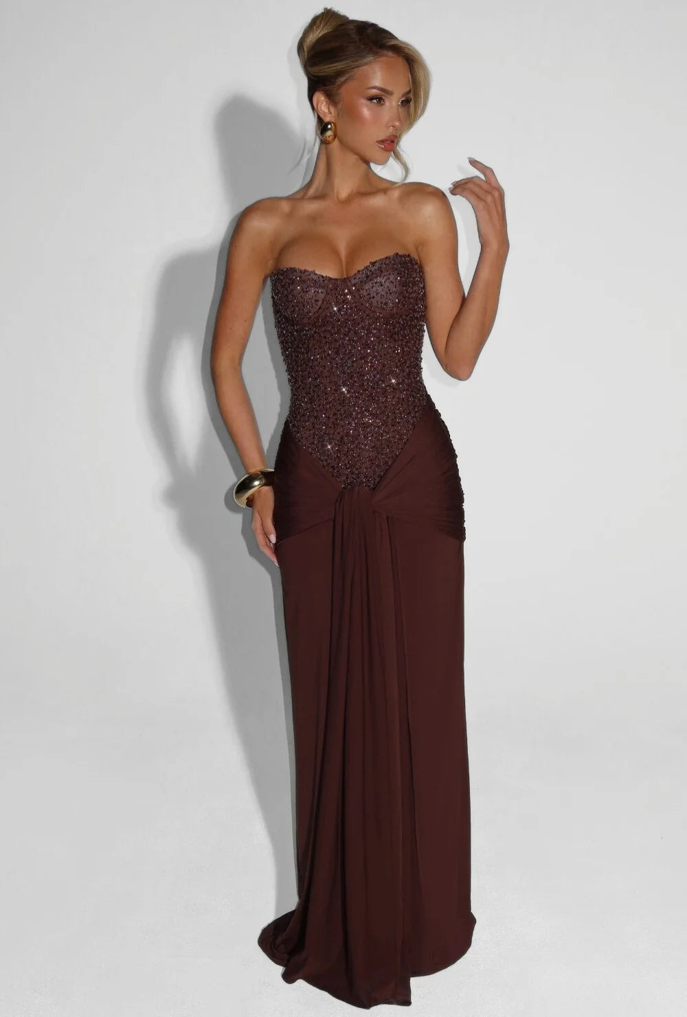 Sukienka maxi Eliza | Gorsetowa bez ramiączek, elegancka na wesele 5