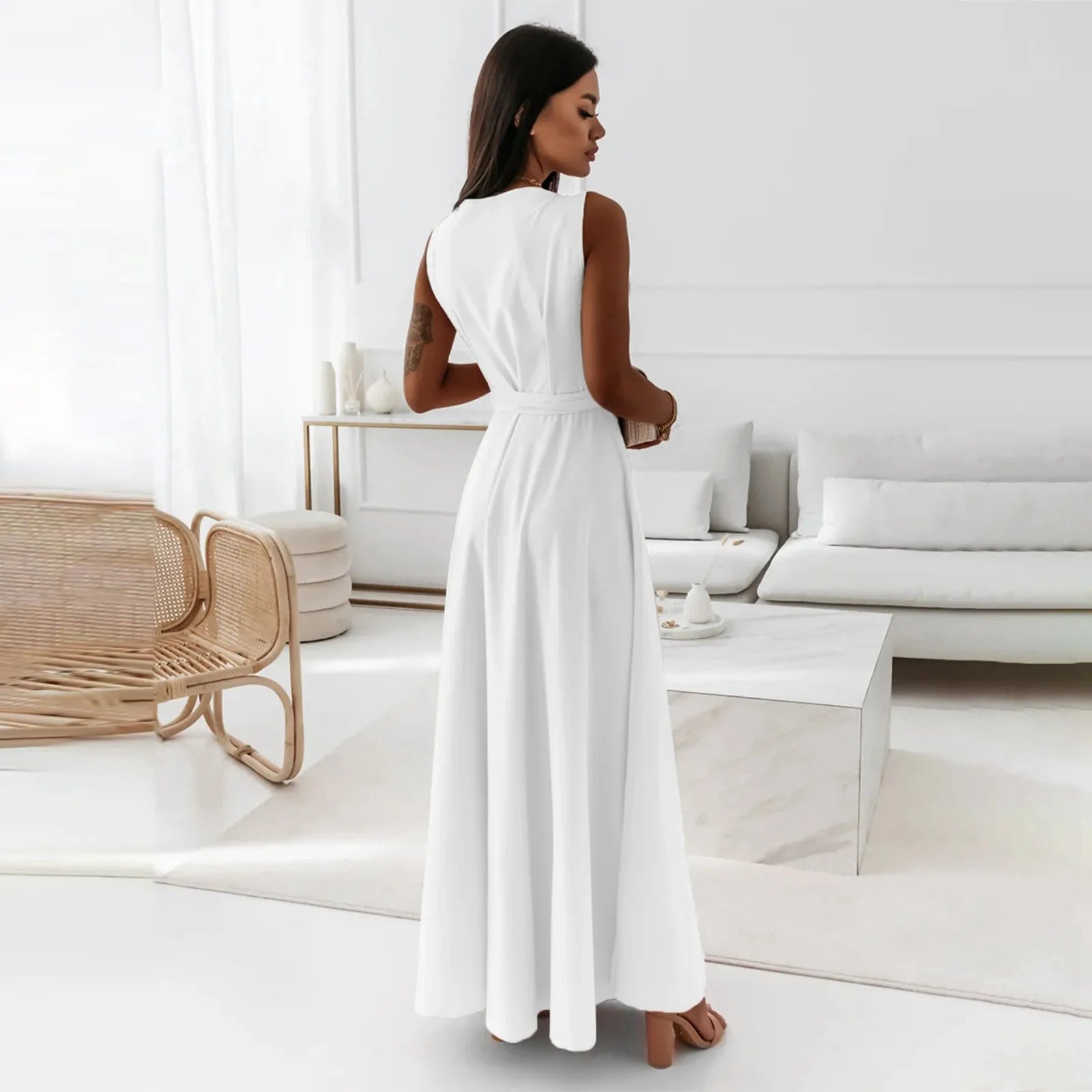 Sukienka maxi Eliza | Kopertowy dekolt, lekki materiał na wesele 7