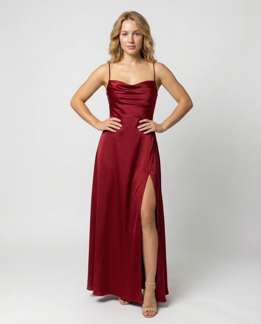 Sukienka maxi Lila | Elegancki krój, rozcięcie na nodze, wieczorowa 7