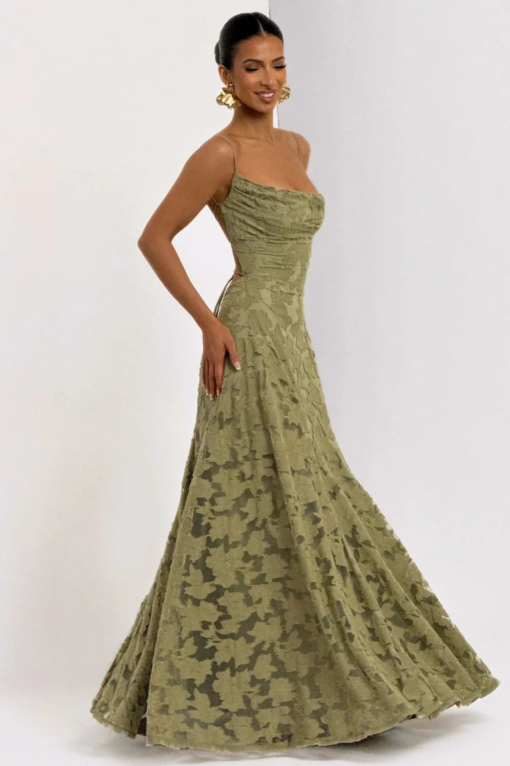 Sukienka maxi Lira | Cienkie Ramiączka, Dopasowana Góra, Elegancka Na Wesele 5