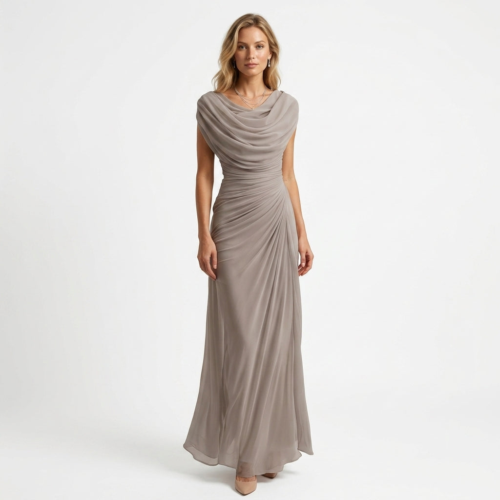 Sukienka maxi Malia | Drapowany dekolt cowl, elegancka na wesele 0