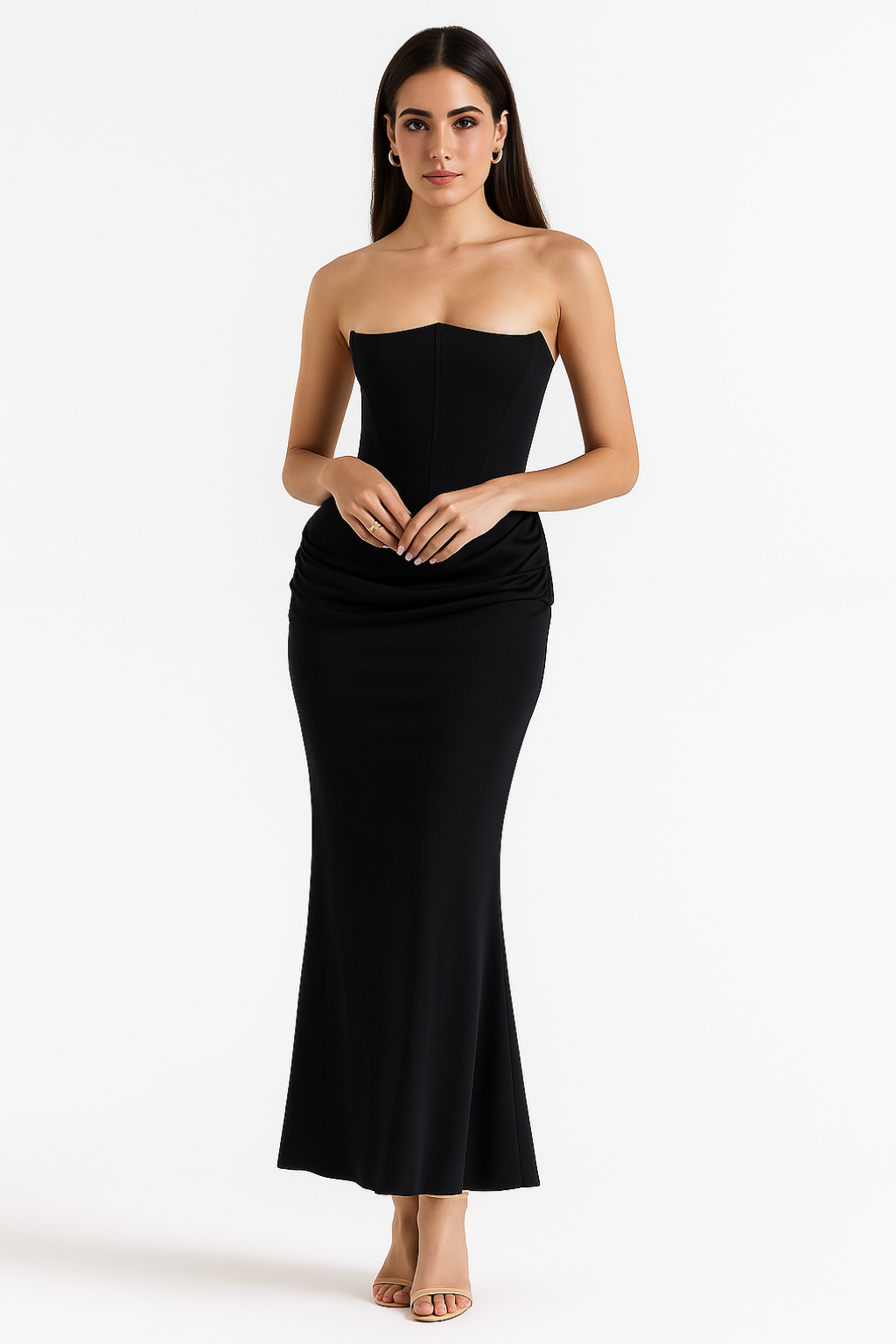 Sukienka maxi Melisa | Gorsetowa góra bez ramiączek, elegancka na wesele 4