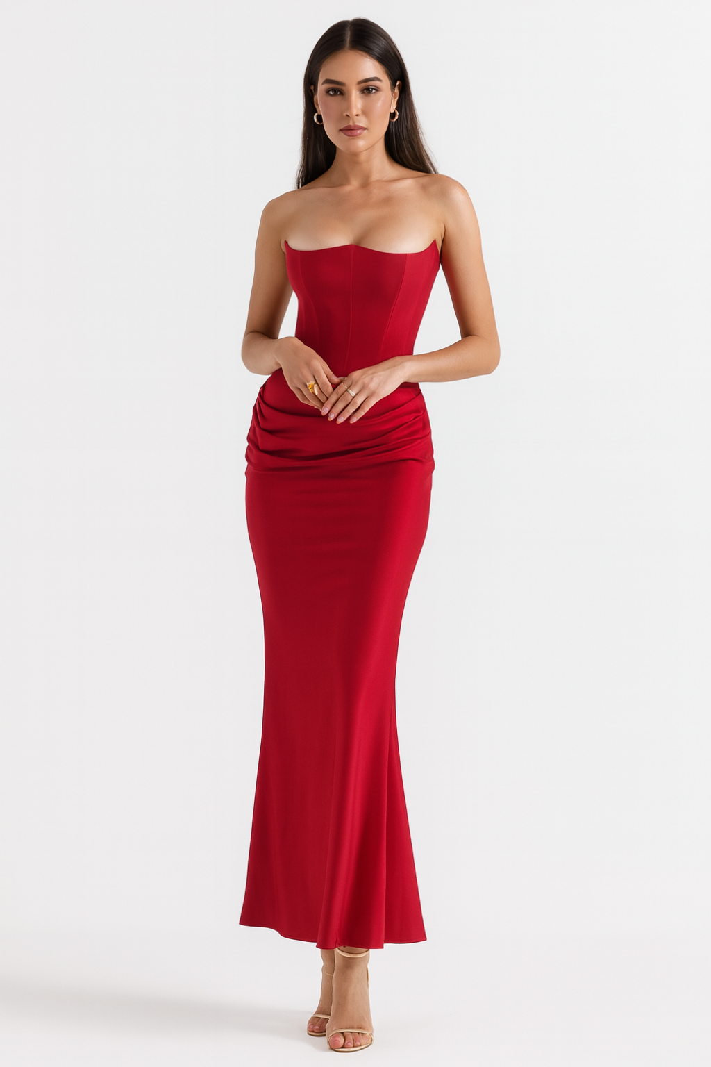 Sukienka maxi Melisa | Gorsetowa góra bez ramiączek, elegancka na wesele 6