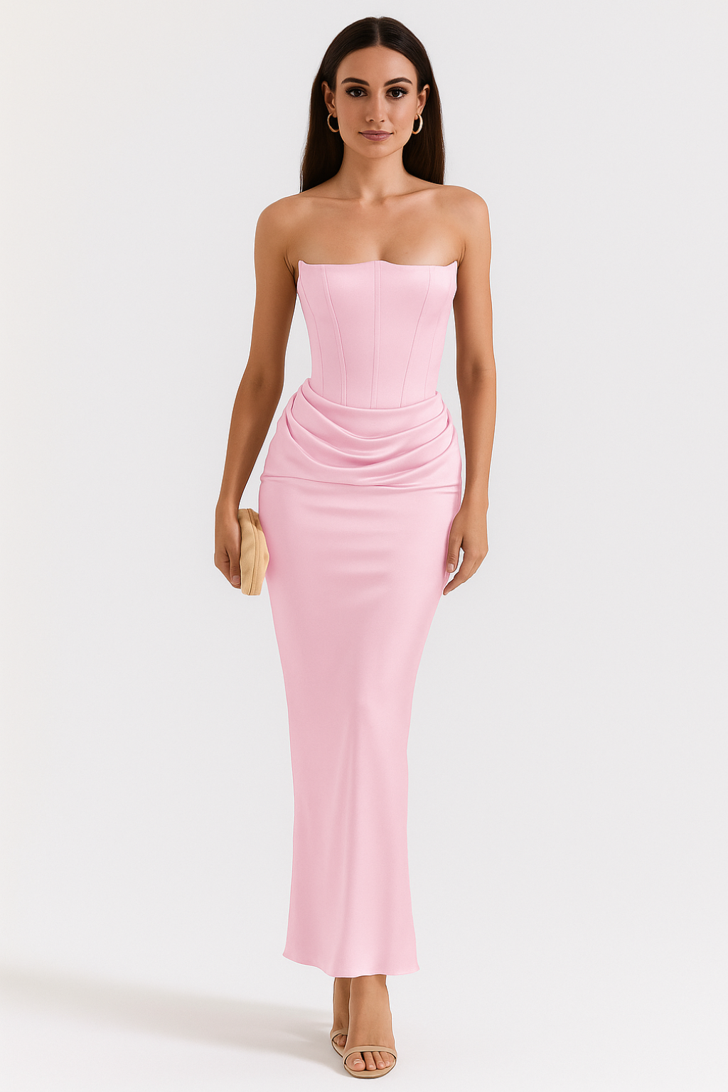 Sukienka maxi Melisa | Gorsetowa góra bez ramiączek, elegancka na wesele 7