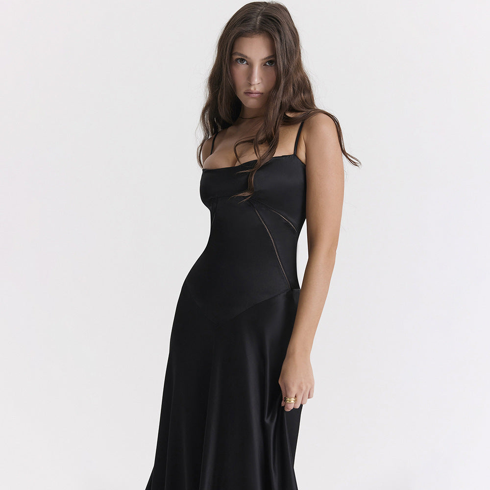 Sukienka maxi Olivia | Satynowa, zmysłowe wycięcie na plecach 5