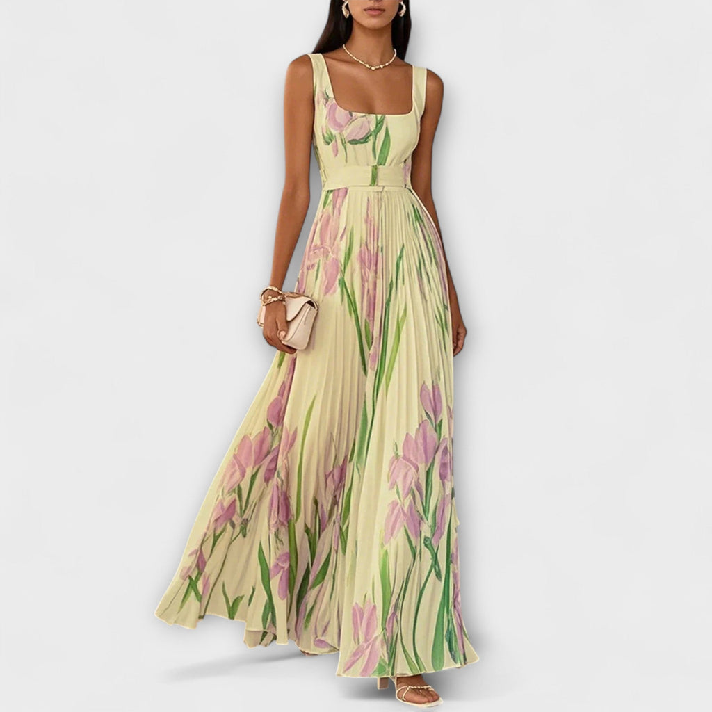 Sukienka maxi Penélope | Zwiewny chiffon, podkreślona talia, kwadratowy dekolt 6