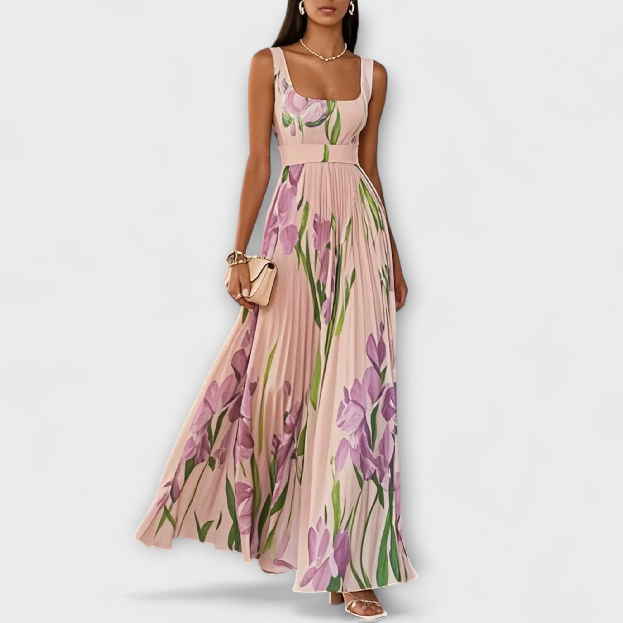 Sukienka maxi Penélope | Zwiewny chiffon, podkreślona talia, kwadratowy dekolt 7