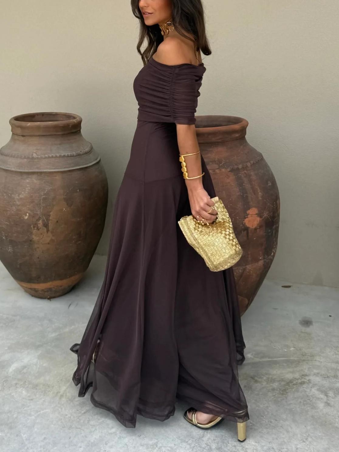 Sukienka maxi Posy | Styl hiszpanka, odkryte ramiona, letnia elegancja 1