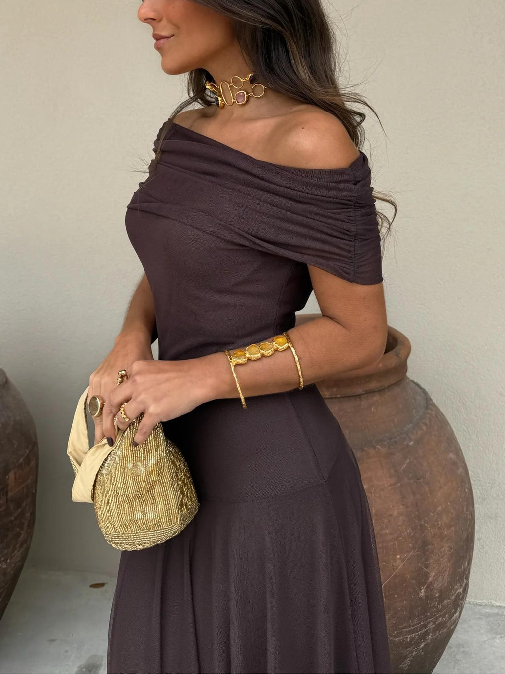 Sukienka maxi Posy | Styl hiszpanka, odkryte ramiona, letnia elegancja 6