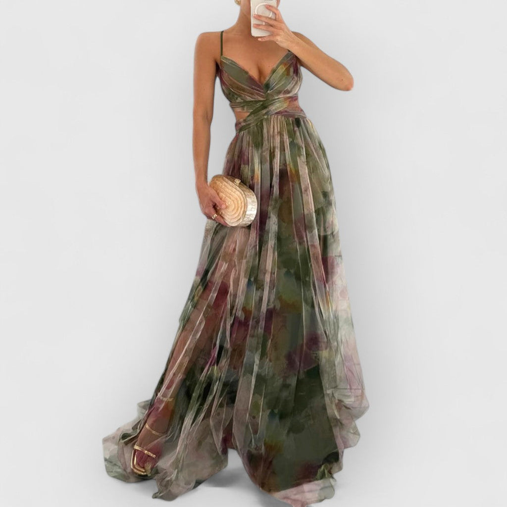 Sukienka maxi Sonia | Kwiatowy wzór, elegancki długi fason na wesele 1